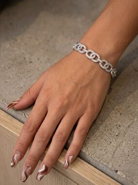 Link Chain Bracelet Cubic Zirconia